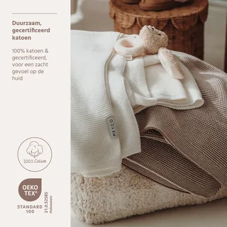 Deken Ledikant 100x150 Meyco Stripe Gebreid 100x150 Dark Taupe/Natural de Meyco – photo produit 2 sur 2