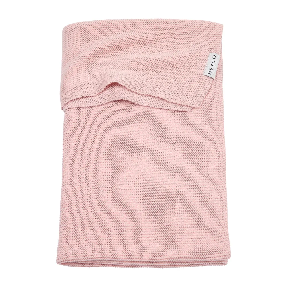Deken Ledikant Meyco Basic Gebreid 100x150 Soft Pink de Meyco – photo produit