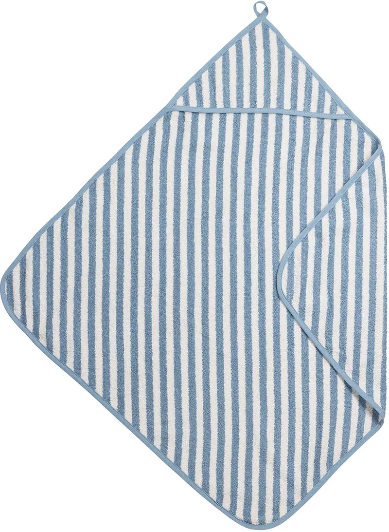 Fat Stripe Badcape - Jacquard Badstof - 75x75cm van Meyco in Jeans Blue – productfoto