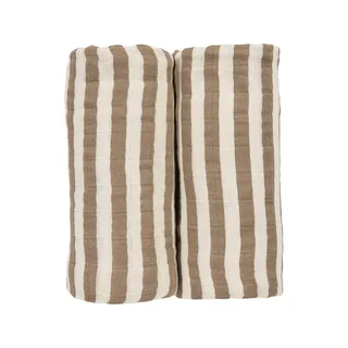 Fat Stripe Pre-washed Hydrofiele Doeken - 2-pack - Pre-washed Hydrofiel - 70x70cm by Meyco in Taupe – product photo 3 of 3