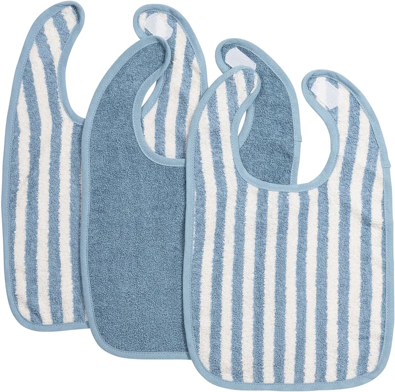 Fat Stripe Slab - 3-pack - Jacquard Badstof by Meyco in Jeans Blue – product photo