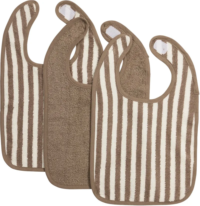Fat Stripe Slab - 3-pack - Jacquard Badstof by Meyco in Taupe – product photo