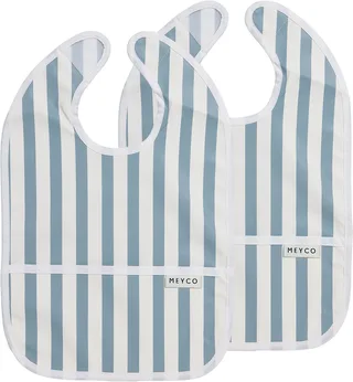 Fat Stripe Slab Met Opvangbakje - 2-pack by Meyco in Jeans Blue – product photo 1 of 3