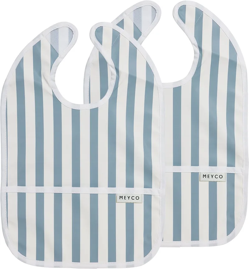 Fat Stripe Slab Met Opvangbakje - 2-pack by Meyco in Jeans Blue – product photo