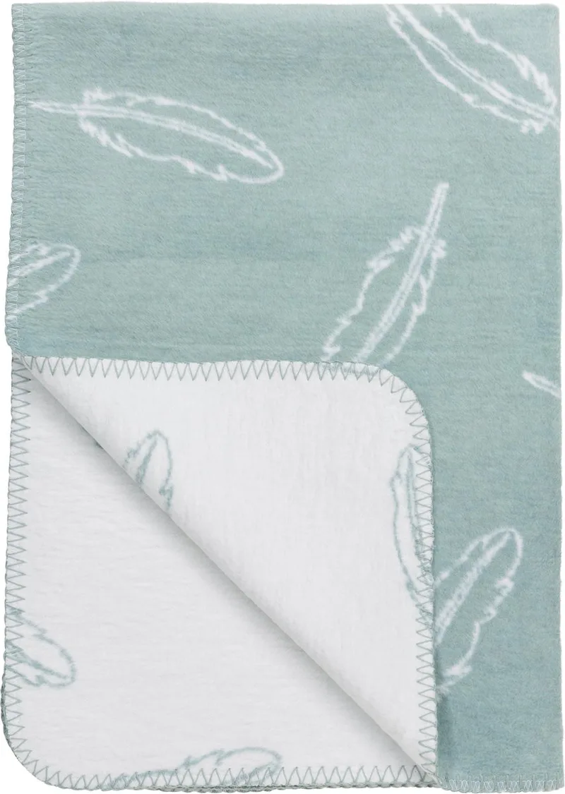 Feathers Wiegdeken - 75 x 100 cm - Stone green/wit by Meyco in Stone green – product photo