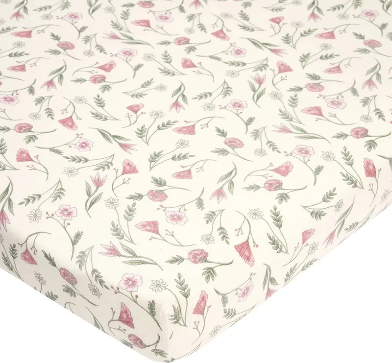 Flower Hoeslaken Rond - 90/95 cm - Jersey von Meyco in Rosa – Produktfoto