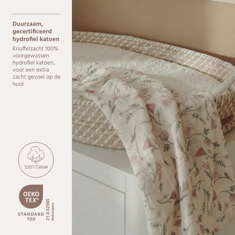 Flower Pre-washed Hydrofiele Doeken - 2-pack - Pre-washed Hydrofiel - 70x70cm van Meyco in Meerkleurig – productfoto 2 van 2