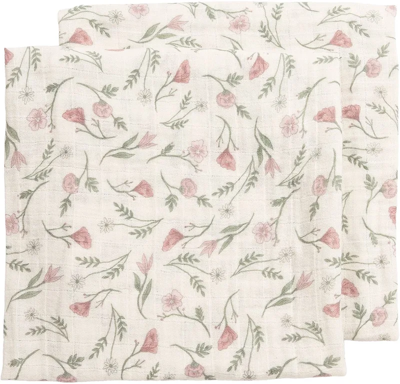 Flower Pre-washed Hydrofiele Doeken - 2-pack - Pre-washed Hydrofiel - 70x70cm van Meyco in Meerkleurig – productfoto