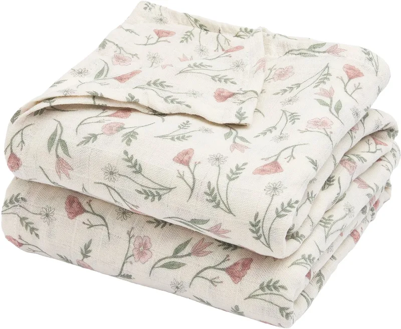 Flower Swaddle - 2-pack - Pre-washed Hydrofiel - 120x120cm van Meyco in Meerkleurig – productfoto
