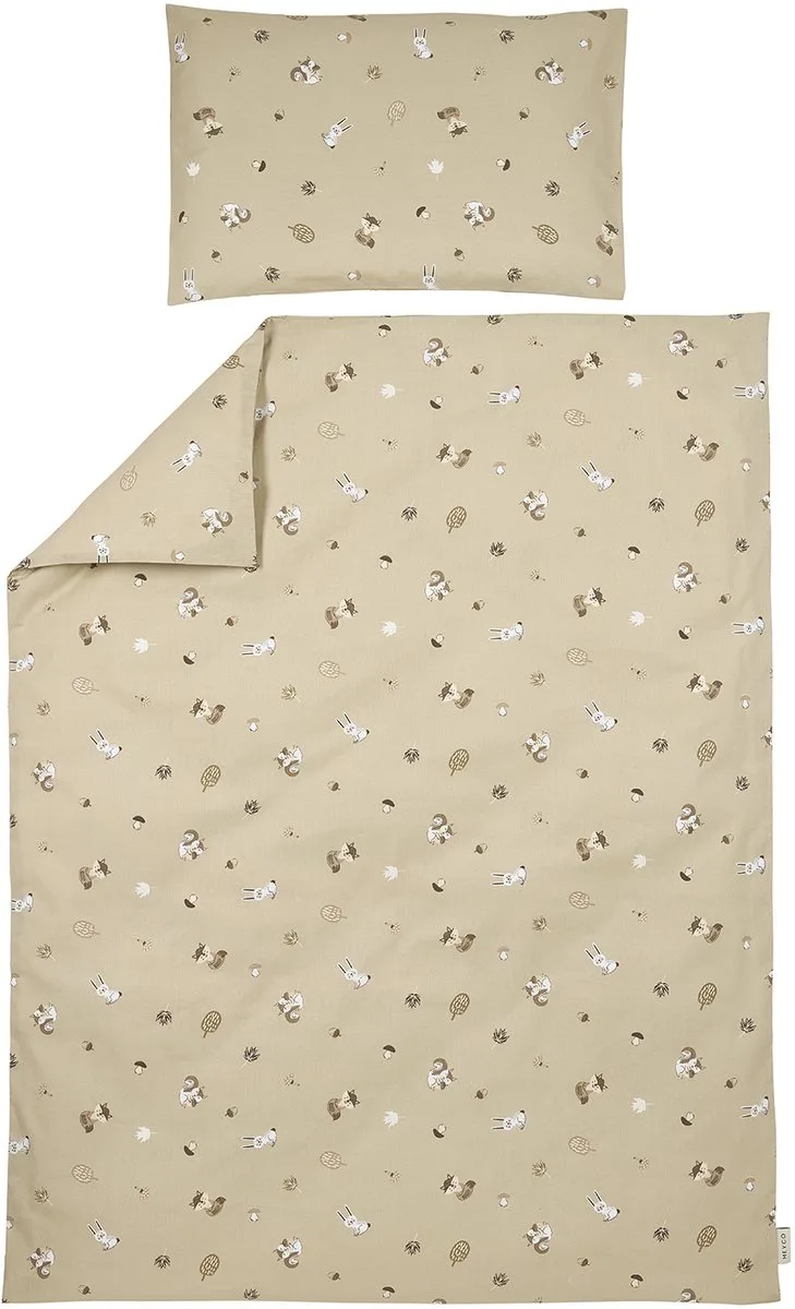 Forest Animals Dekbedovertrek Ledikant - Sand - 100x135cm by Meyco in Forest Animal Sand – product photo