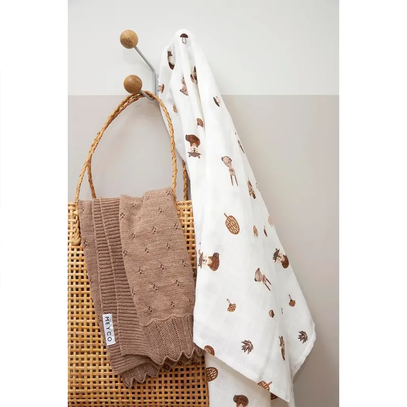 Forest Animals swaddle - 2-pack - hydrofiel - 120x120cm by Meyco in Toffee – product photo 4 of 5