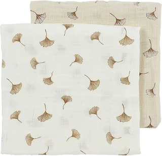 Ginkgo pre-washed hydrofiele doeken - 2-pack - pre-washed hydrofiel - offwhite/soft sand - 70x70cm by Meyco in Soft Sand – product photo 1 of 4