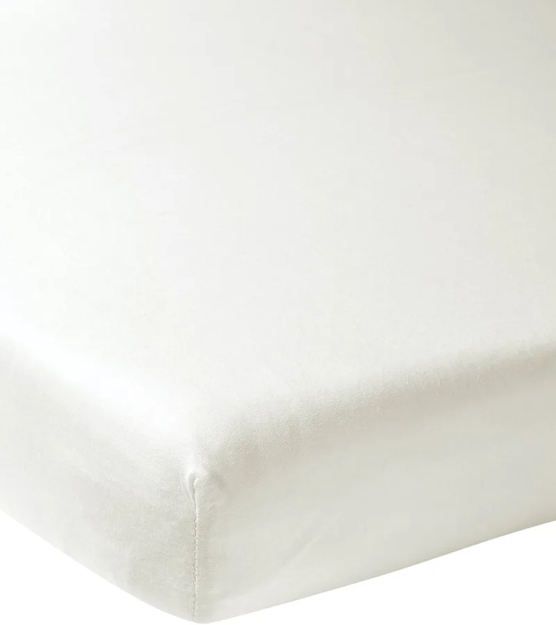 Home Uni hoeslaken twijfelaar - warm white - 120x200cm van Meyco in Offwhite – productfoto
