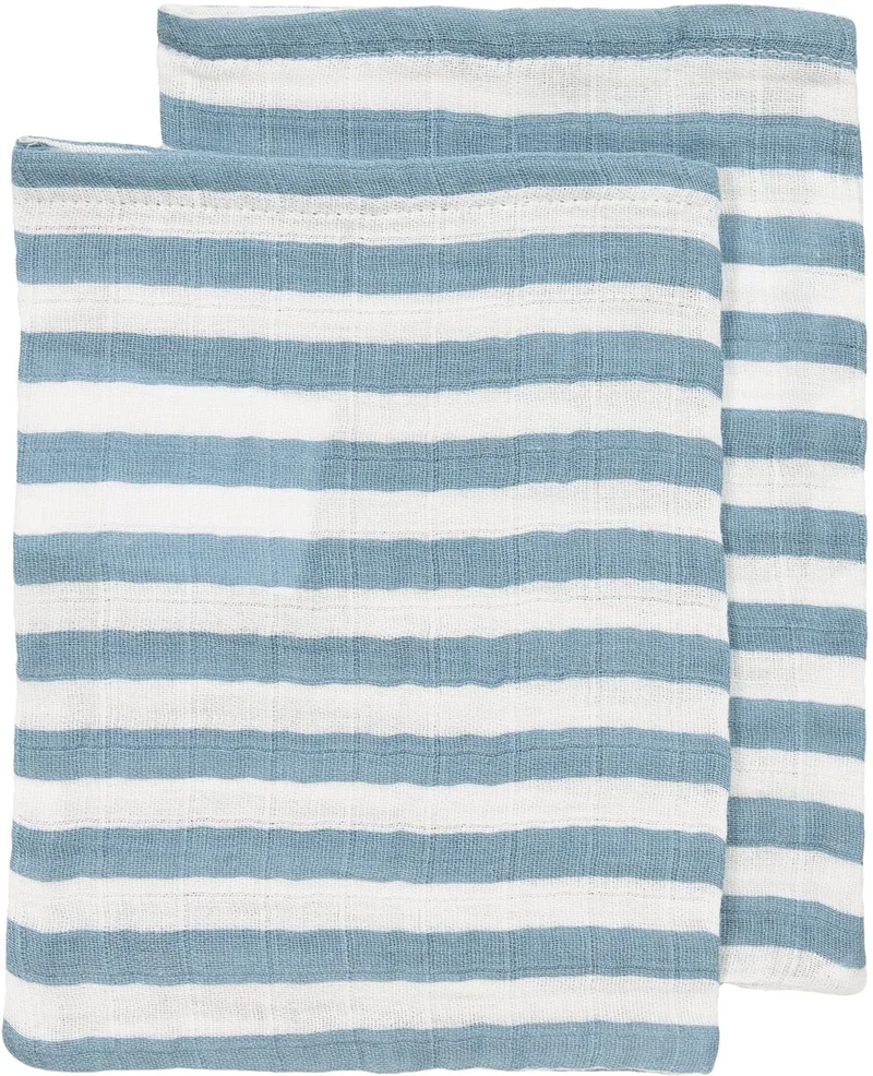 Hydrofiele doeken pre-washed 20x17cm - 2-pack de Meyco en Fat Stripe Jeans Blue – photo produit