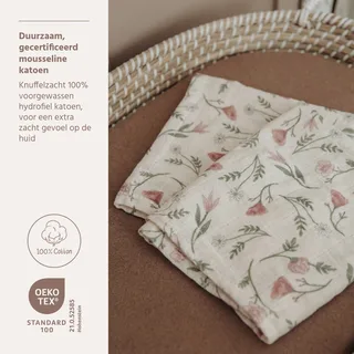 Hydrofiele doeken pre-washed 20x17cm - 2-pack van Meyco in Flower Multicolour – productfoto 2 van 2