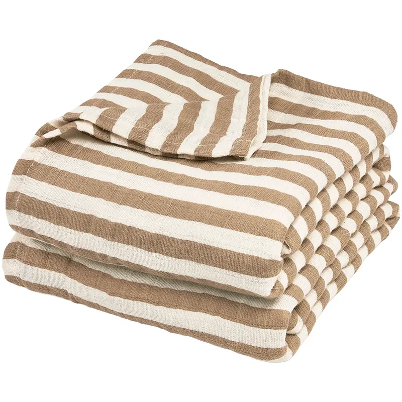 Hydrofiele doeken pre-washed 30x30cm - 2-Pack van Meyco in Fat Stripe Taupe – productfoto 2 van 2