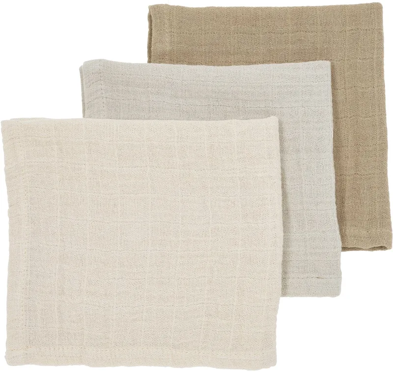 Hydrofiele Monddoekjes - 3 Stuks - Soft Sand/Greige/Taupe de Meyco en Beige – photo produit