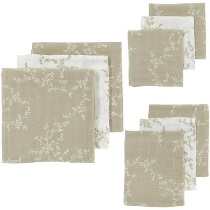 Hydrofiele Starterset: 3 Tetradoeken/Hydrofiele Luiers, 3 Monddoekjes, 3 Washandjes - Branches by Meyco – product photo