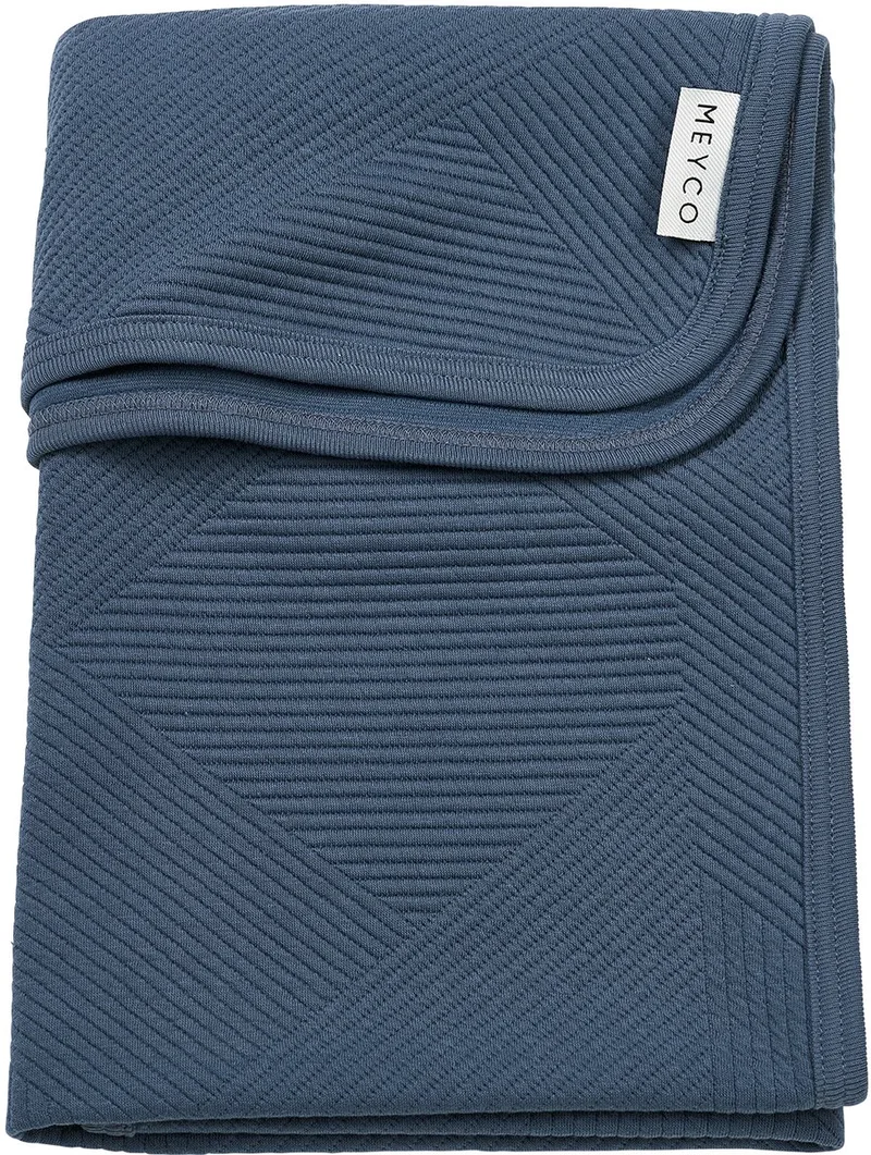 Jacquard Wiegdeken - 75x100cm - 0.5 TOG fra Meyco i Indigo – produktbillede