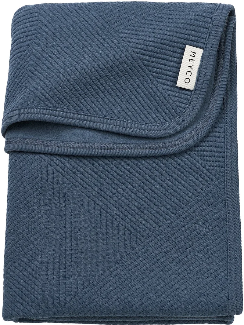 Jacquard Wiegdeken - Flannel - 75x100cm - 1.0 TOG by Meyco in Indigo – product photo