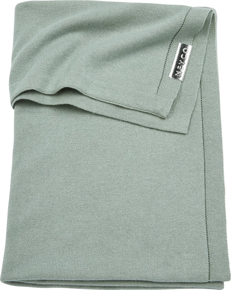 Knit basic ledikantdeken - 100x150 cm - Stone green van Meyco in Groen – productfoto