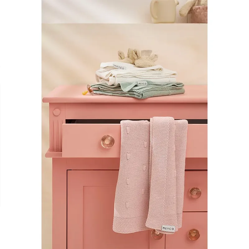 Knots wiegdeken - pink - 75x100cm - 1.0 TOG de Meyco en Rose – photo produit 4 sur 5