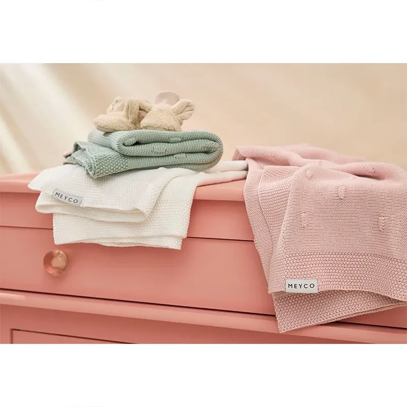 Knots wiegdeken - pink - 75x100cm - 1.0 TOG de Meyco en Rose – photo produit 5 sur 5
