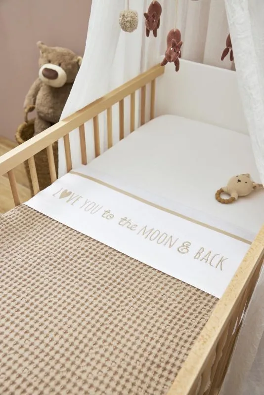 Love you to the moon & back wieglaken - 75x100cm - 0.3 TOG by Meyco in Sand – product photo 3 of 4
