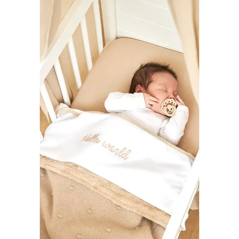 Mini Knots teddy wiegdeken - 75x100cm - 2.0 TOG van Meyco in Sand – productfoto 4 van 5