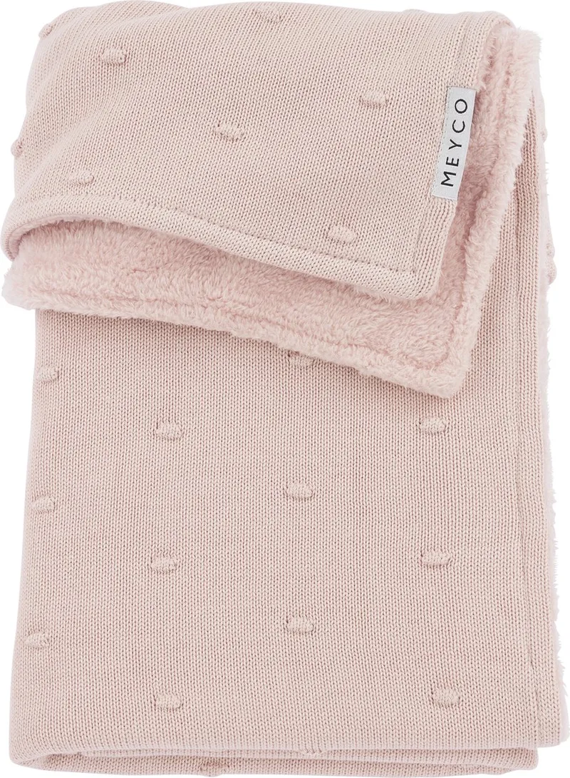 Mini Knots teddy wiegdeken - 75x100cm - 2.0 TOG från Meyco i Soft Pink – produktbild