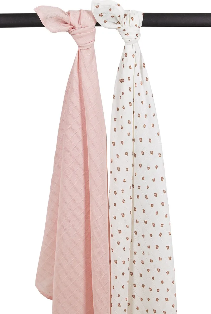 Mini Panther swaddle - 2-pack - hydrofiel - 120x120cm de Meyco en Soft Pink – photo produit