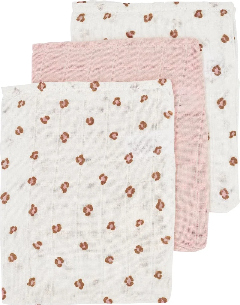 Mini Panther washandjes - 3-pack - hydrofiel - 20x17cm van Meyco in Soft Pink – productfoto