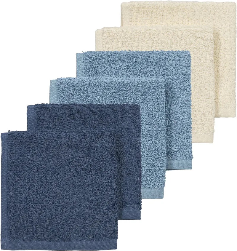 Monddoekjes - 6 stuks - 30x30 cm - Natural / Jeans Blue / Indigo fra Meyco i Natur, Jeans Blue, Indigo – produktbillede