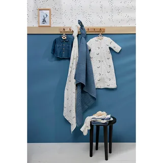 Moon swaddle - 2-pack - hydrofiel - 120x120cm fra Meyco i Indigo – produktbillede 3 af 4