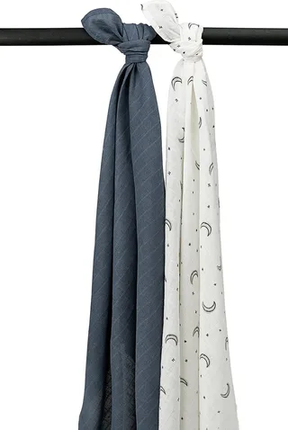 Moon swaddle - 2-pack - hydrofiel - 120x120cm fra Meyco i Indigo – produktbillede 1 af 4