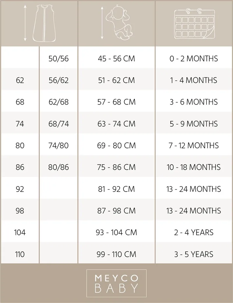 Panter baby slaapzak rond tweedelig - 68/74 - 2.5 TOG van Meyco in Neutral – productfoto