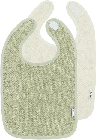 Popcorn Slab met Klittenband - 2-Pack - Naturel/Soft Olive by Meyco in Green – product photo 1 of 2