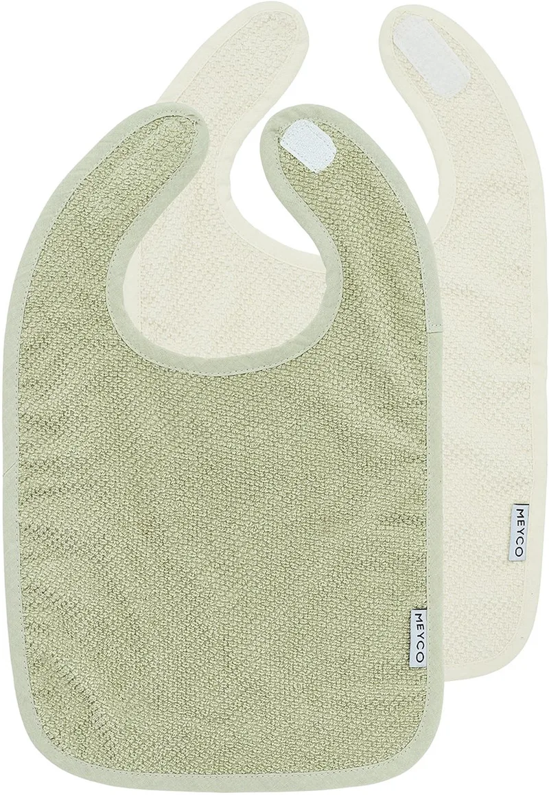 Popcorn Slab met Klittenband - 2-Pack - Naturel/Soft Olive by Meyco in Green – product photo