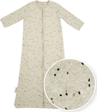 Rib Mini Spot baby slaapzak met mouwen - 70cm - 1.0 TOG van Meyco in Sand Melange – productfoto 1 van 3