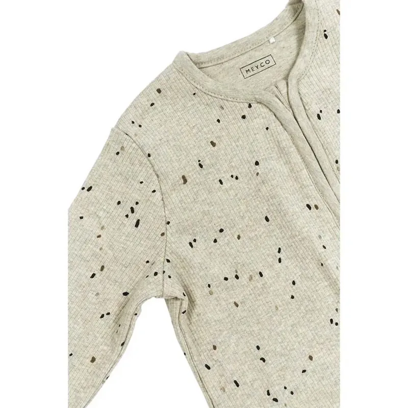 Rib Mini Spot baby slaapzak met mouwen - 70cm - 1.0 TOG van Meyco in Sand Melange – productfoto 3 van 3