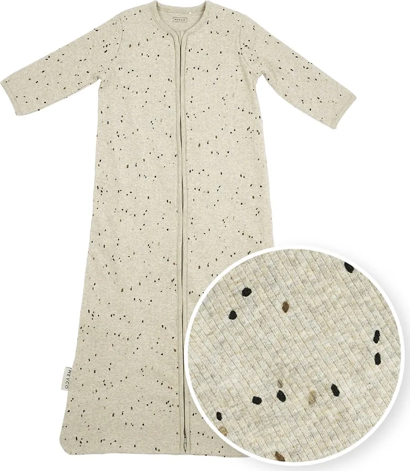 Rib Mini Spot baby slaapzak met mouwen - 90cm - 1.0 TOG de Meyco en Sand Melange – photo produit