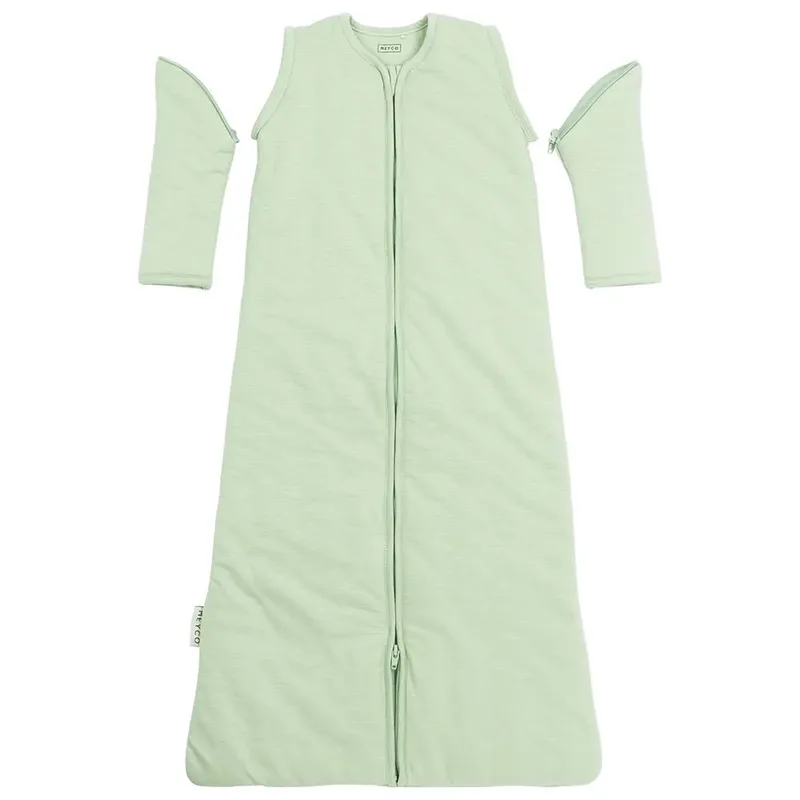 Slaapzak Winter Slub - afritsbare mouwen - soft green - 90cm - winterslaapzak van Meyco in Slub Soft Green – productfoto 3 van 3