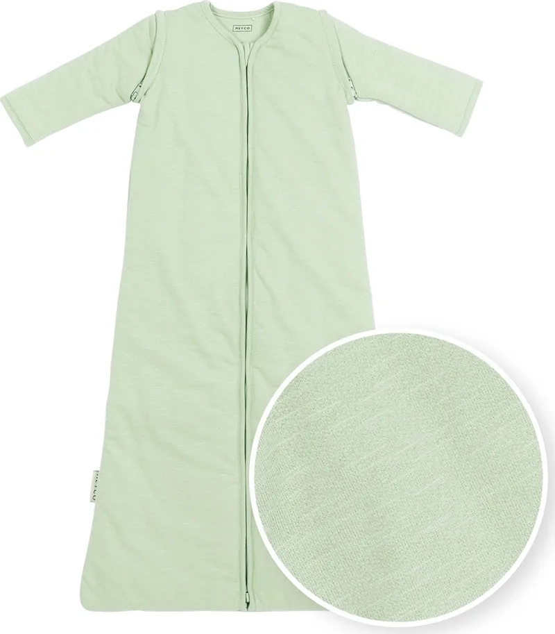 Slaapzak Winter Slub - afritsbare mouwen - soft green - 90cm - winterslaapzak från Meyco i Slub Soft Green – produktbild