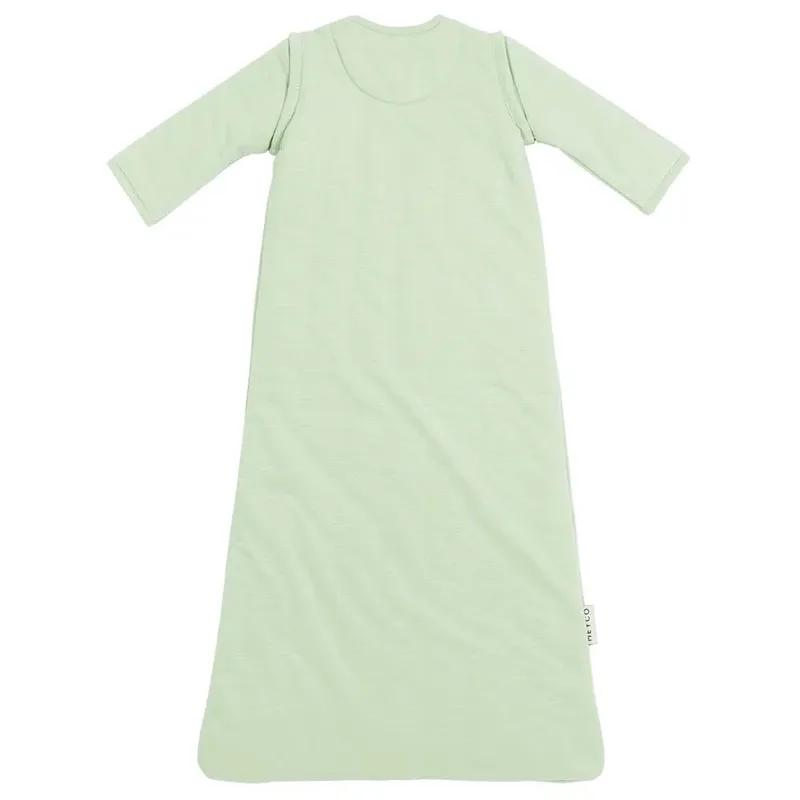 Slaapzak Winter Slub - afritsbare mouwen - soft green - 90cm - winterslaapzak van Meyco in Slub Soft Green – productfoto 2 van 3