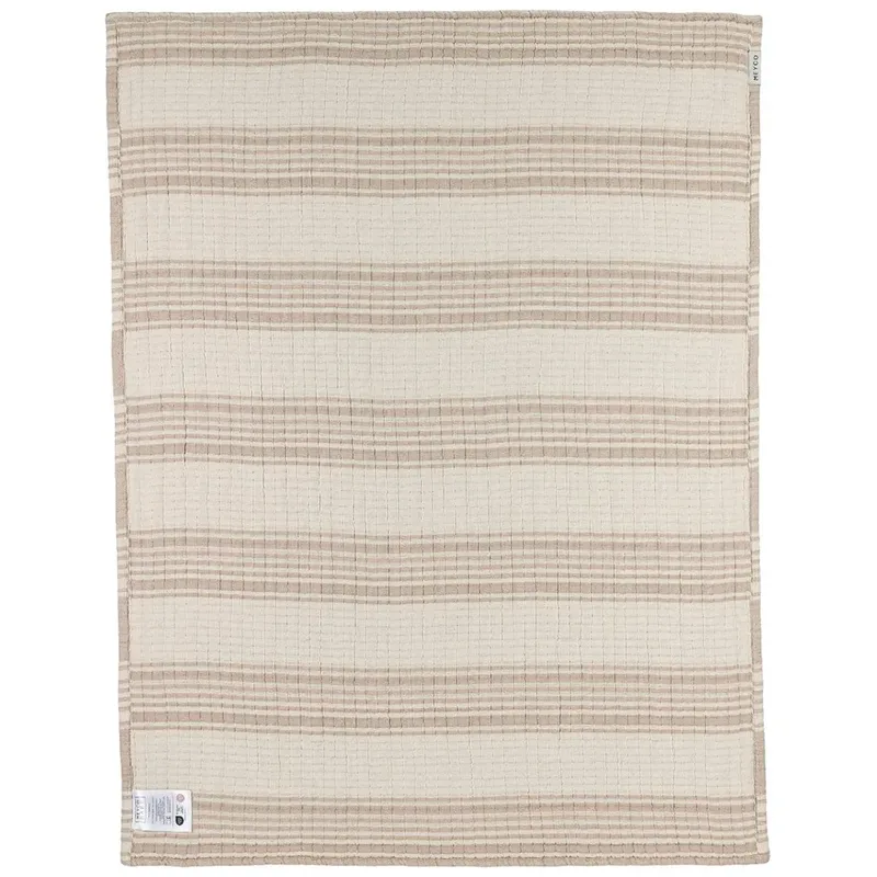 Stripe Jacquard Wiegdeken - Pre-washed Hydrofiel - 75x100cm - 1.5 TOG de Meyco en Sand – photo produit 3 sur 6