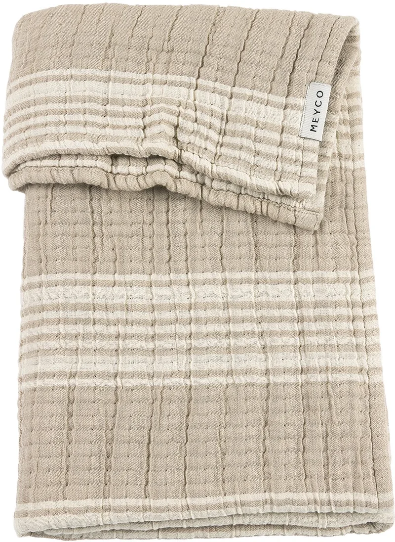 Stripe Jacquard Wiegdeken - Pre-washed Hydrofiel - 75x100cm - 1.5 TOG by Meyco in Sand – product photo