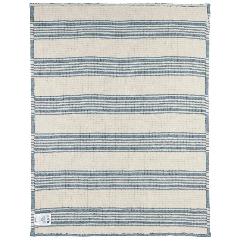 Stripe Jacquard Wiegdeken - Pre-washed Hydrofiel - 75x100cm - 1.5 TOG fra Meyco i Indigo – produktbillede 3 af 6