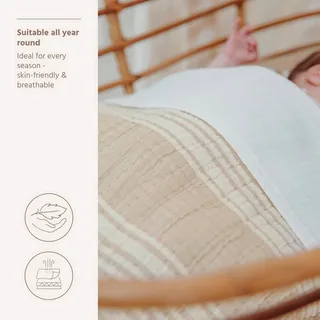 Stripe Jacquard Wiegdeken - Pre-washed Hydrofiel - 75x100cm - 1.5 TOG de Meyco en Sand – photo produit 5 sur 6
