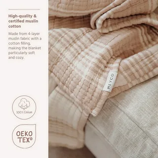 Stripe Jacquard Wiegdeken - Pre-washed Hydrofiel - 75x100cm - 1.5 TOG de Meyco en Sand – photo produit 4 sur 6