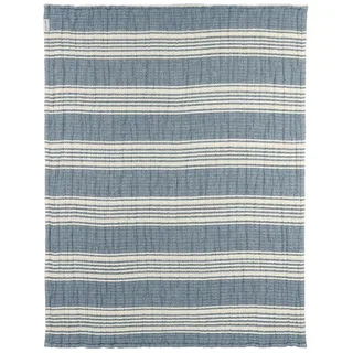 Stripe Jacquard Wiegdeken - Pre-washed Hydrofiel - 75x100cm - 1.5 TOG fra Meyco i Indigo – produktbillede 2 af 6